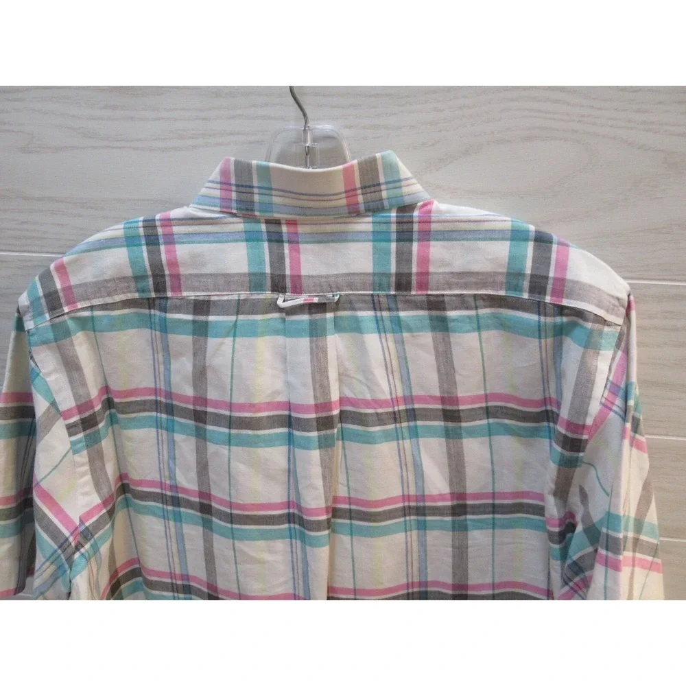 Vintage Flying Scotsman XL Made USA Short Sleeve Button Shirt plaid pink green - Picture 7 of 10